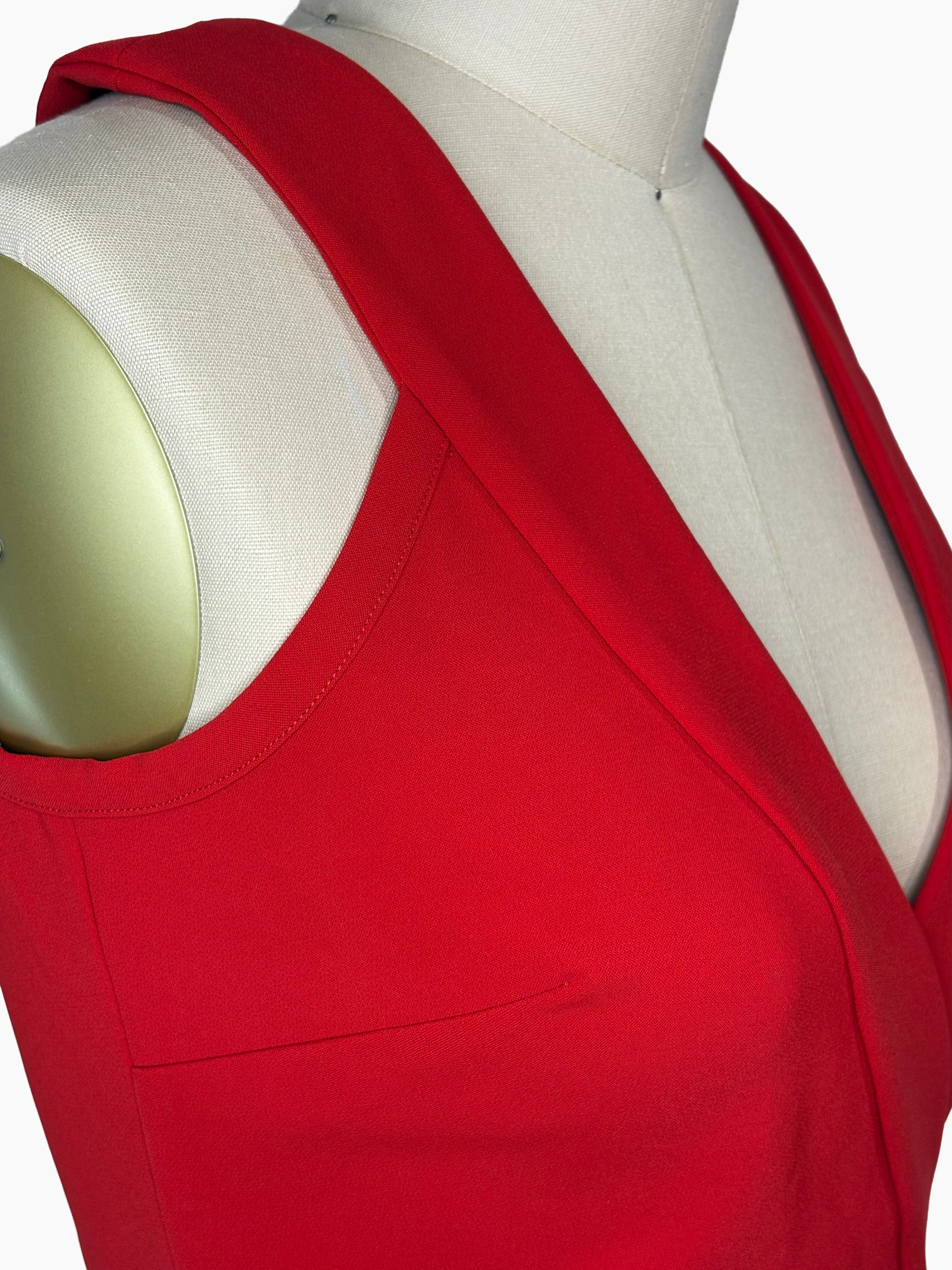 Red Wrap Top with Pencil Skirt