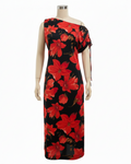 Drop Shoulder Red & Black Dress Front View