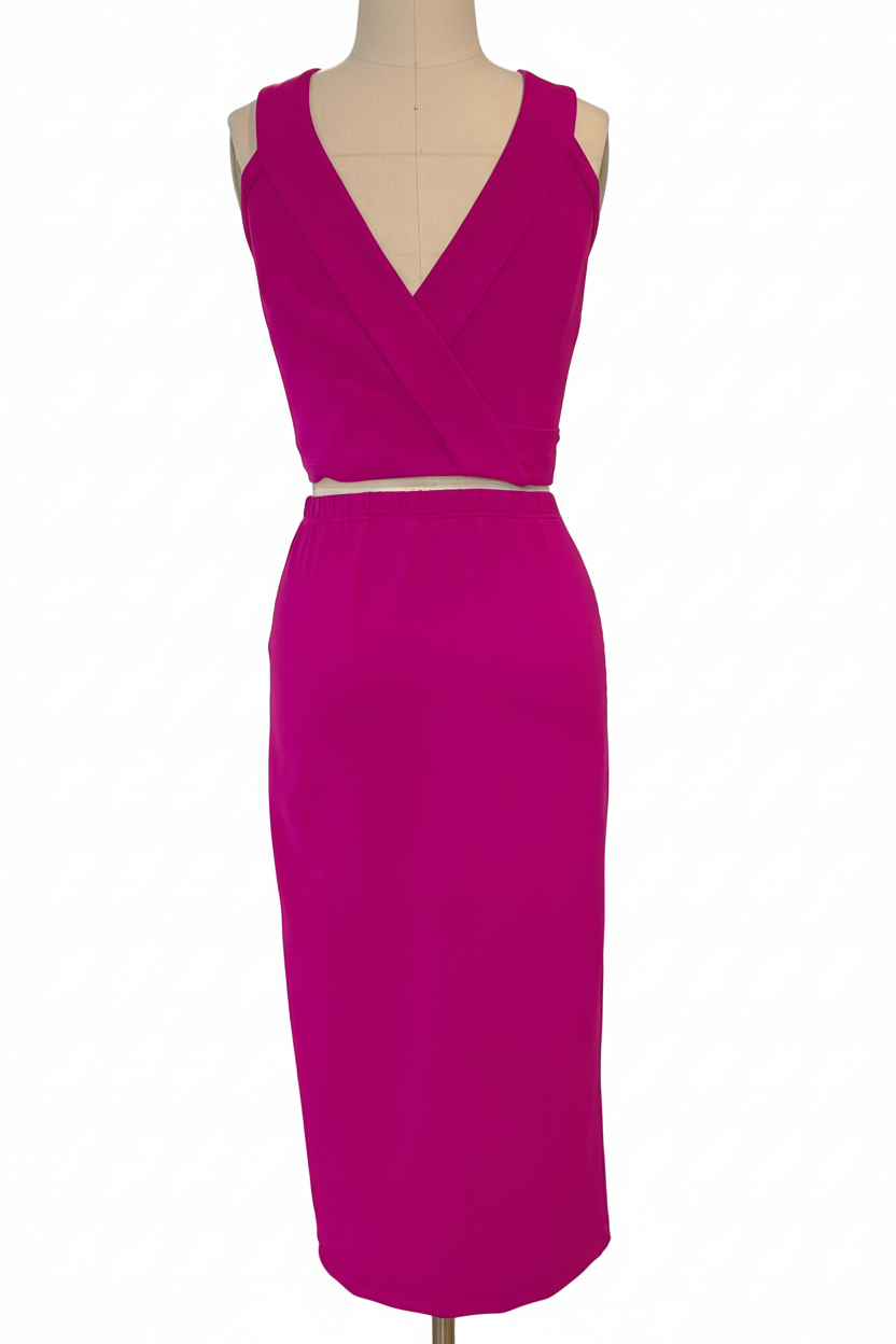 Fuchsia Two-Piece Set Front View – White Background