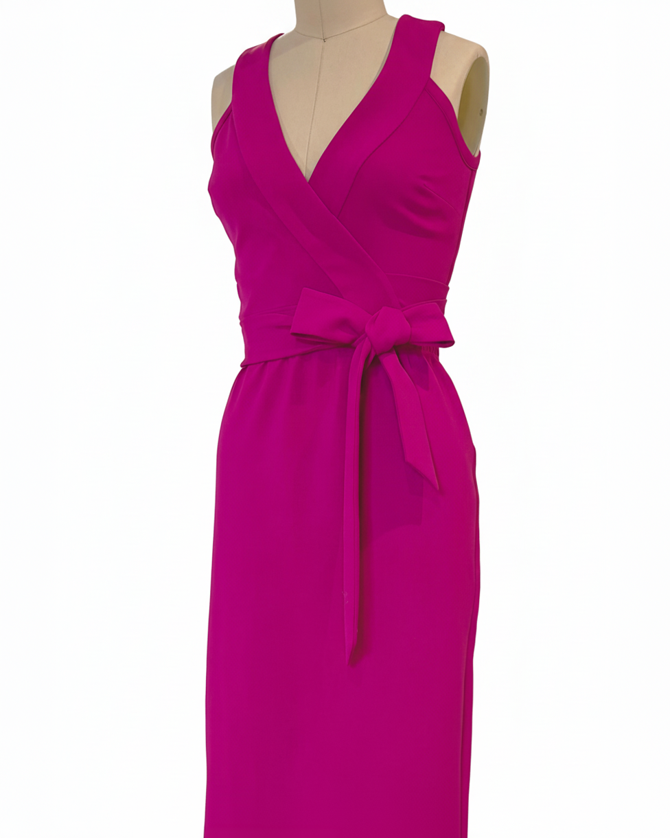 Fuchsia Wrap Top & Pencil Skirt