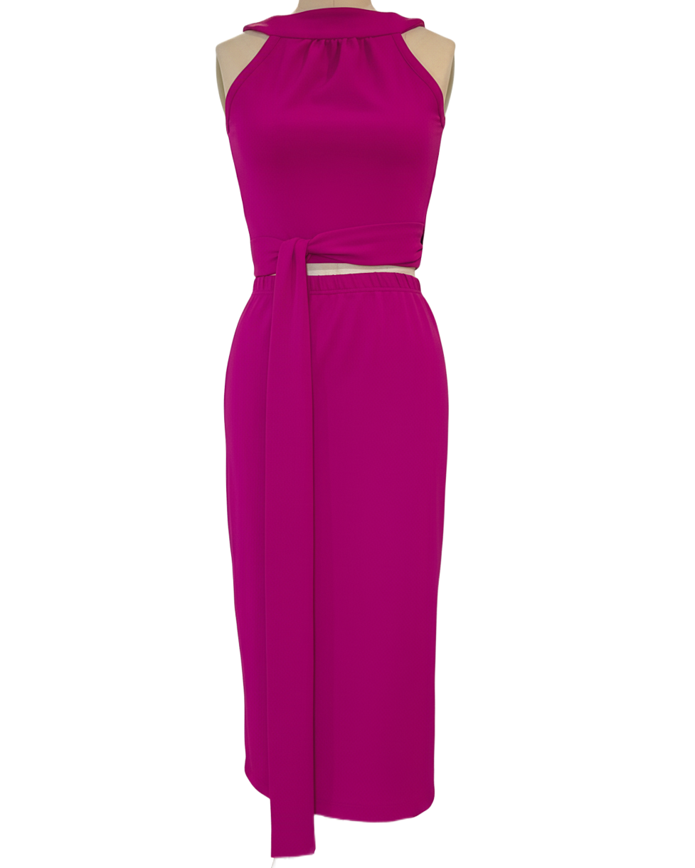 Fuchsia Wrap Top & Pencil Skirt