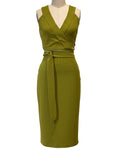 Green Wrap Top with Pencil Skirt