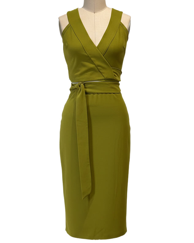 Green Wrap Top with Pencil Skirt