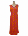 Orange and Pink Multi-Sash Midi Dress with white background