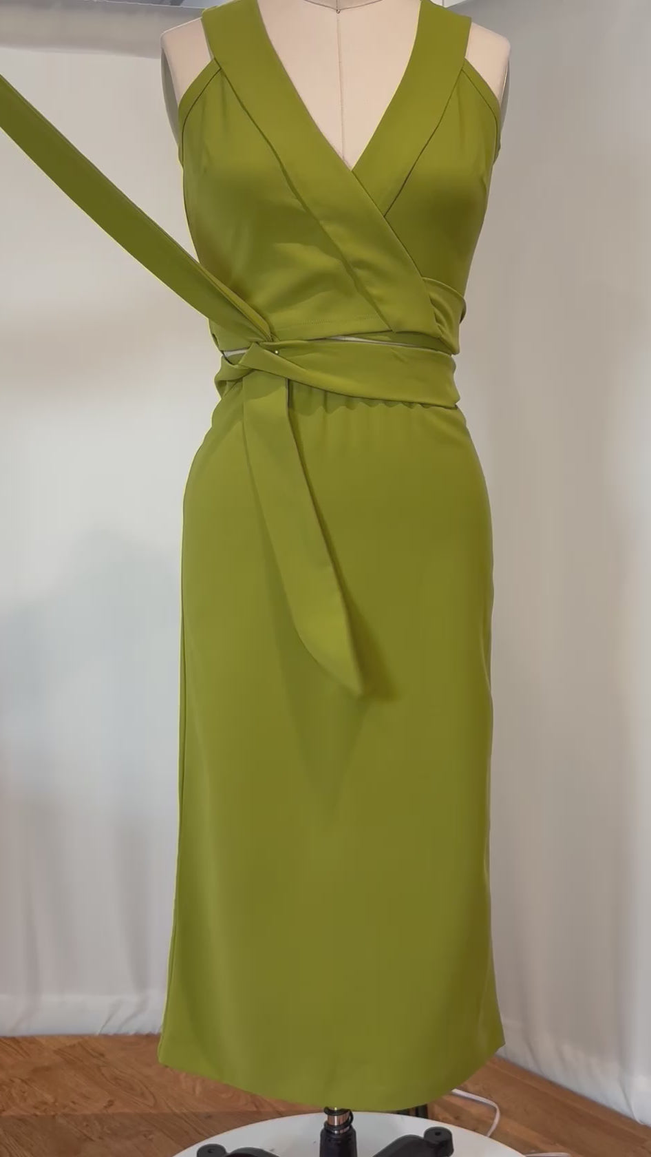 Green Wrap Top with Pencil Skirt