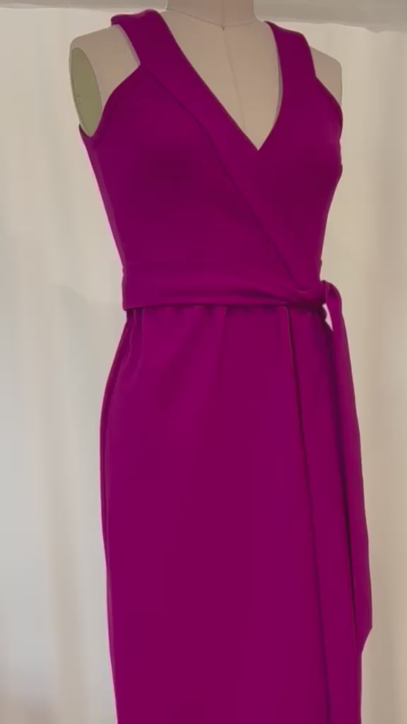 Fuchsia Wrap Top & Pencil Skirt