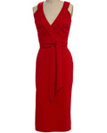 Red Wrap Top with Pencil Skirt