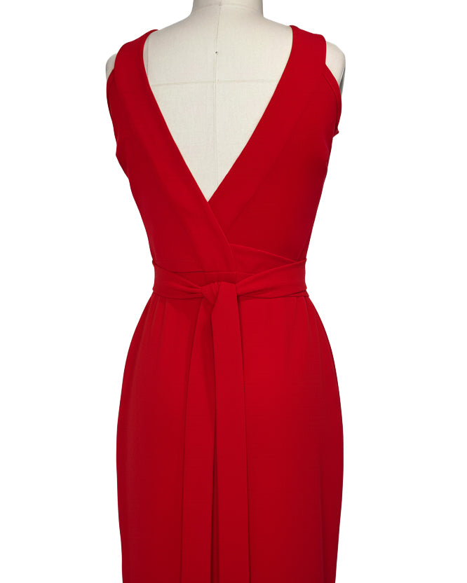 Red Wrap Top with Pencil Skirt