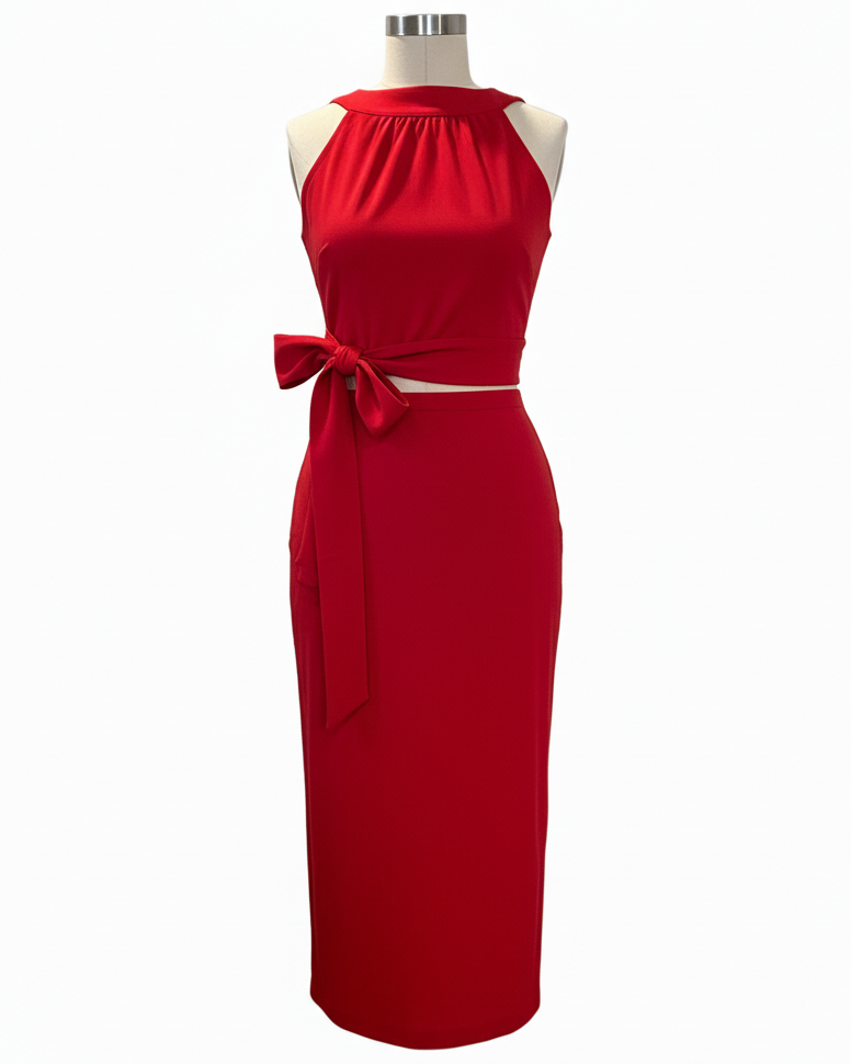 Solid Red Halter Dress – Ghost Mannequin