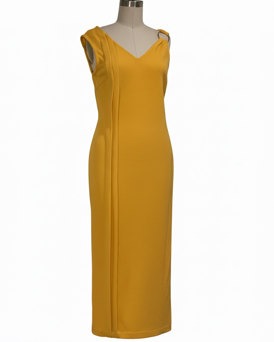 Yellow Ring V-Neck Dress